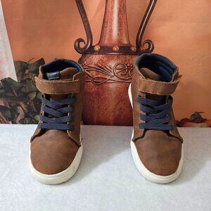 Kids Wonder Nation Sz 12 Brown & Navy Casual Hi-Top Sneakers
